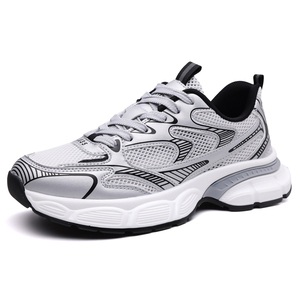 Fashion Trend Casual Running Walking <b>Shoes</b> Breathable Mesh Upper Rubber <b>Sole</b> Lace-Up Closure Lighted Summer Autumn Anti-Slip - Product Image 4