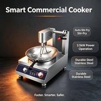 Cuisinière Wok Automatique en Acier Inoxydable, Machine à Frire Électrique 5000W, Appareil de Cuisson de Comptoir SMK-TSJB-OA5