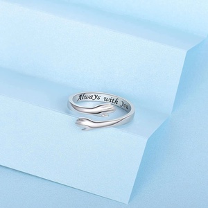 Anillo de Abrazo para Enamorados, Plata de Ley 925, Banda Ajustable, Siempre Contigo, Grabado, Joyería Romántica, Regalo para Mujeres y Adolescentes - Product Image 5