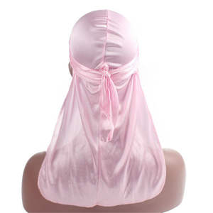 Uomo donna Doo Durag copricapo fascia morbida seta <span class=keywords><strong>pirata</strong></span> <span class=keywords><strong>Bandana</strong></span> turbante cappello lungo avvolgere tinta unita - Product Image 4