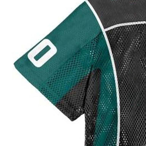 Camiseta de fútbol corta de malla en verde azulado oscuro y negro con detalle de ribete cuadrado número 00 - Product Image 3