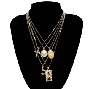 Joyería Bohemia a la moda para mujer, collar con múltiples capas en forma de lágrima, Corss, colgante, collares - Product Image 4