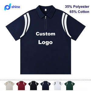 <span class=keywords><strong>Polo</strong></span> décontracté personnalisé en mélange de coton, coupe ample, color block, demi-zip, style mode estival épais - Product Image 1
