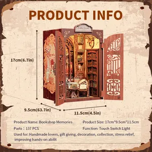 CuteBee 2024 gaya baru DIY rumah boneka pembatas buku dekorasi rak buku Mini Diy buku kebisingan digunakan sebagai hadiah