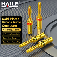 Connecteurs banane en cuivre pur sans soudure, 2 paires de connecteurs audio pour connexion de câbles de haut-parleurs professionnels