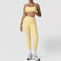 Ensemble de sport pour femmes en gros, color block, dos élégant, coupe ajustée, couleur nude, séchage rapide, respirant, pour gym, fitness, yoga et course à pied