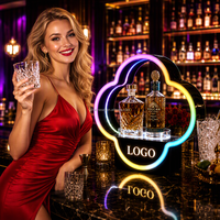 Support de présentation de bouteilles de vin et de spiritueux en forme de fleur RGB personnalisé pour bar de nuit, avec éclairage LED, pour service VIP