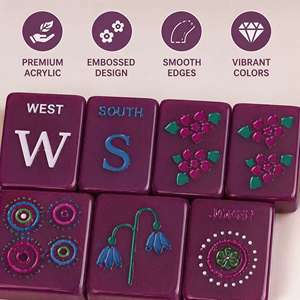 Wholesale Luxury Botanical Series American Mahjong Set 160Pcs Multi-Color Floral Engraved Eco-Friendly Tiles Entertainment - Product Image 5