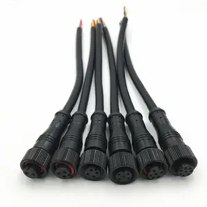 Leaka kabel colokan kawat tembaga, 2/3/4/5/6/8Pin untuk LED tahan air pria wanita melingkar m12 konektor pcb