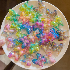 อะคริลิคเครื่องประดับ DIY สีไล่ระดับสีผีเสื้อผม DIY ผ่านรูลูกปัดผีเสื้อวัสดุห่วงโซ่โทรศัพท์ - Product Image 3