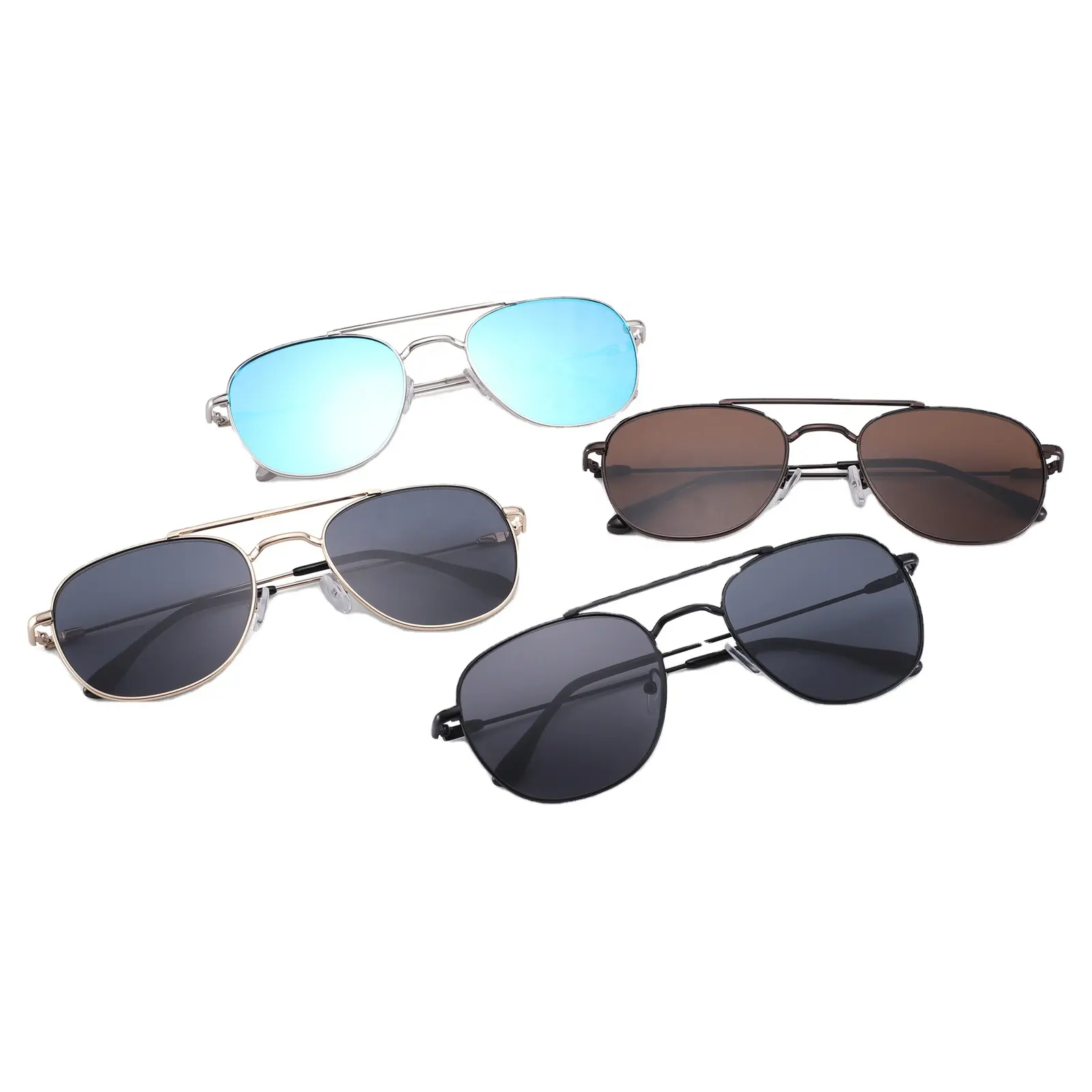 Factory Wholesale New Style Metal Sunglasses Women's UV400 Rectangular Sunglasses Men's Sun Glasses