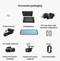 Rétroviseur de voiture avec écran 10 pouces 2K HD, vision nocturne, enregistreur vidéo, 2 caméras, écran IPS 170°, 12-24V, WiFi intégré 24H