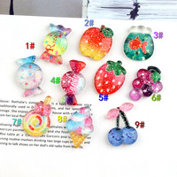 Kawaii fragola anguria ciliegia resina cabochon ciondoli melma frutta con polvere Glitter per Scrapbooking fai da te