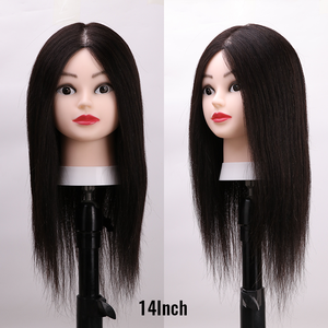 Ventes directes d'usine Mannequin <span class=keywords><strong>de</strong></span> formation <span class=keywords><strong>de</strong></span> <span class=keywords><strong>coiffeuse</strong></span> professionnelle cheveux mixtes tête cheveux raides 130% densité main attachée - Product Image 2