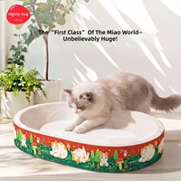 Monet Forest Griffoir pour chat motif chat de dessin animé, extra-large, en carton ondulé, anti-poussière, avec lit pour chat tout-en-un