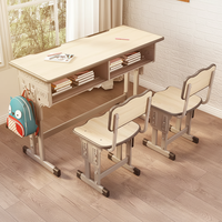 Ensemble bureau et chaise double réglables en hauteur pour étudiants, mobilier de salle de classe, table d'étude double place pour écoles primaires et secondaires