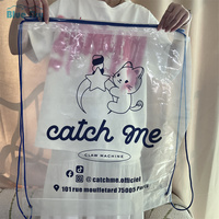 Sac de rangement pour poupée à cordon de serrage transparent imperméable d'usine, sac en plastique PE à cordon de serrage