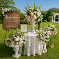 Boule de fleurs PPS de qualité supérieure, rose et verte, arrangement floral en soie pour la décoration de table de mariage ou d'événement