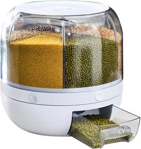 กล่องเก็บของแบบหมุนได้สำหรับไมโครเวฟ รูปทรงสี่เหลี่ยมผืนผ้า  ภาชนะพลาสติกสำหรับเก็บธัญพืช ซีเรียล  กล่องจ่ายข้าวแบบหมุนได้ ขนาด 12 ลิตร/20 ลิตร - Product Image 1
