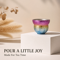 Tasse en titane en forme de gourde avec finition cristal colorée pour thé, café, bureau – Logo personnalisé, vente en gros pour marque privée et en vrac