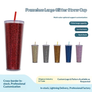 New Cross-Border Direct-Supply PP Double-Layer Eco-Friendly <b>Large</b>-Capacity Straw <b>Cup</b> with No Rim Light Luxury Simple Design - Product Image 5