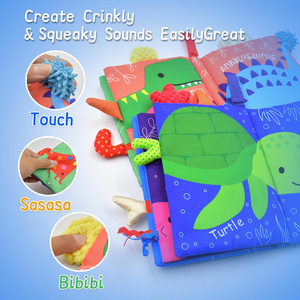 <span class=keywords><strong>Giocattoli</strong></span> sensoriali <span class=keywords><strong>neonati</strong></span> dinosauro oceano tessuto non tossico libri di stoffa per bambini libro tranquillo <span class=keywords><strong>Montessori</strong></span> giocattolo per bambini regalo - Product Image 3