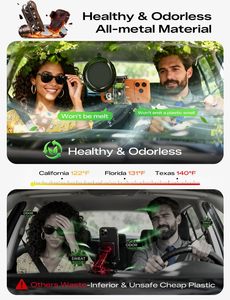 Support de téléphone pour <span class=keywords><strong>voiture</strong></span>, construction entièrement métallique, ventouse puissante, rotation à 360°, compatible avec les smartphones de 4 à 7 pouces - Product Image 2