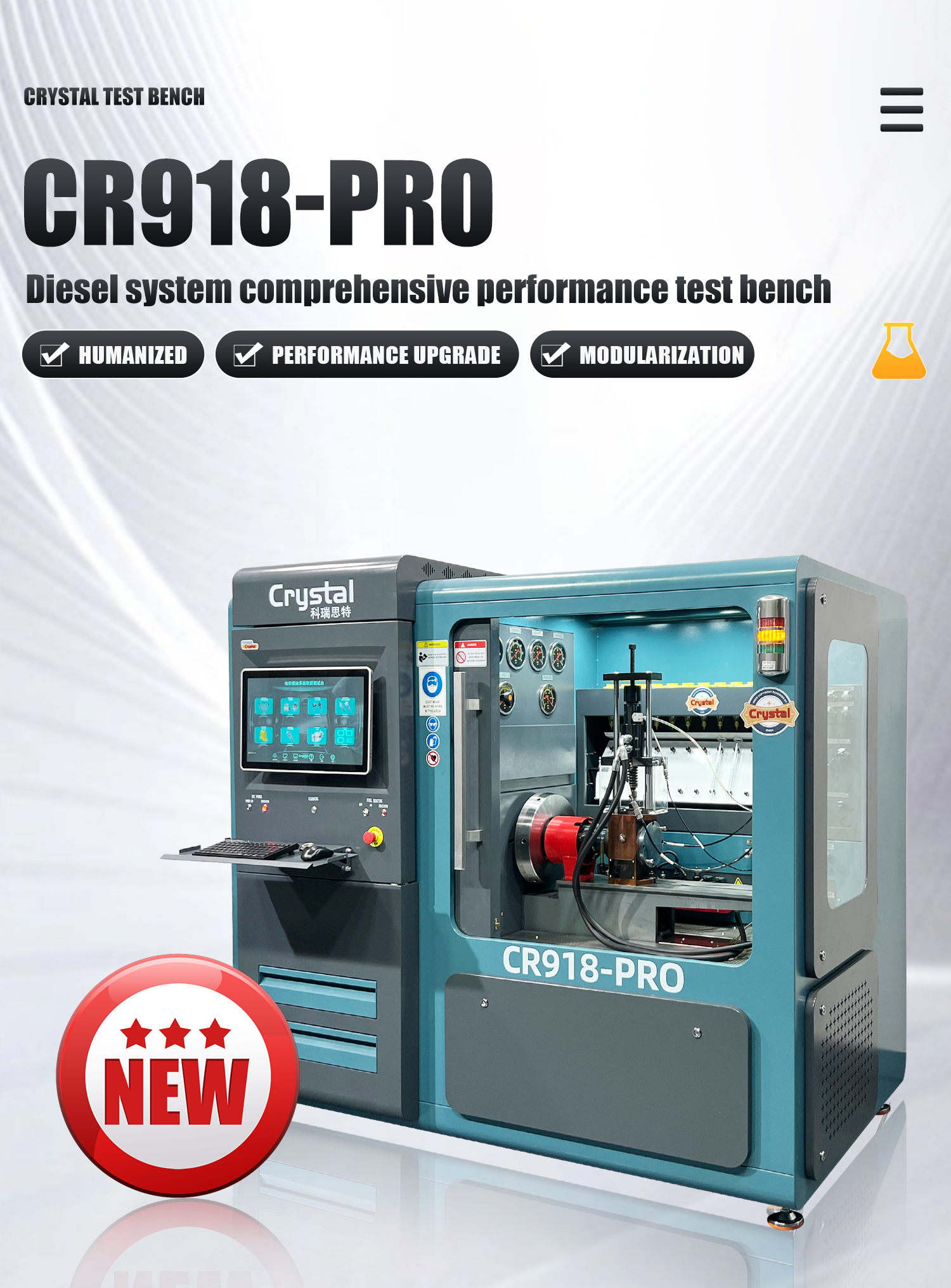 Máy Bơm Phun Nhiên Liệu Diesel Chính Xác Máy Kiểm Tra Đường Ray Thông Thường Thiết Bị Kiểm Tra Kim Phun Nhiên Liệu CR918-PRO