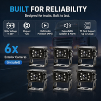 Sistema de Monitoreo de Camiones y Autobuses de 6 Canales, Cámara de Reversa ADAS con Pantalla de 10.1 Pulgadas, Cámaras de Reversa Multiángulo, Alarma de Sonido y Luz