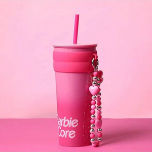 Bouteille d'Eau pour la Série <span class=keywords><strong>Barbie</strong></span>, Breloque, 800 mL, Tasse en Acier Inoxydable avec Paille, Motif Mignon, Douceur et Expérience de Boisson Rafraîchissante - Product Image 1