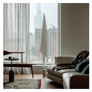 <span class=keywords><strong>Tende</strong></span> Drappeggiate Personalizzate per Soggiorno, Stile Rustico Semi-Oscurante con Anelli a Gancio Ondulati, Tessuto Misto Lino con Texture Intrecciata - Product Image 3