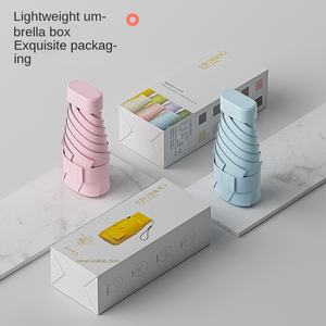 Nouveau mini parapluie pare-<span class=keywords><strong>soleil</strong></span> pliable portable noir, protection solaire ultra-légère, parapluie plat pour femme, 5 plis, pour sac, cadeau, parapluie en alliage - Product Image 2