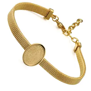 Bracelet catholique en acier inoxydable, bijoux en or pur, avec vierge marie, vente en gros
