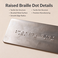 Plaques Tactiles Personnalisables en Acier Inoxydable avec Braille – Marqueurs de Direction Publics à Points en Relief pour Ascenseurs, Halls et Zones de Service