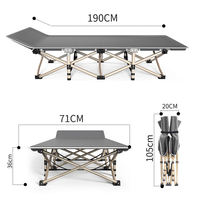 Lit pliant d'extérieur moderne et personnalisé en usine, avec cadre en aluminium, portable, pour adultes, lit simple