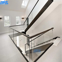 Balustrade en verre à canal en U sans cadre avec rail de base en aluminium Système de garde-corps de balcon de terrasse extérieure-Options de montage latéral/supérieur/intégré