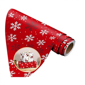 Art Red Snowflake Christmas Wrapping <b>Paper</b> Roll Large Size Gift <b>Wrap</b> <b>Paper</b> for Holiday Present Craft Packaging - Product Image 3