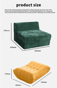 Sofá Cama Minimalista de Tela, Un Asiento, Respaldo Cuadrado, Sin Brazos, Mueble para Sala de Estar - Product Image 4