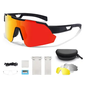 نظارات شمسية, نظارات شمسية مستقطبة للجري في الهواء الطلق ، للرجال والنساء ، لركوب الدراجات الجبلية ، مع حزمة
