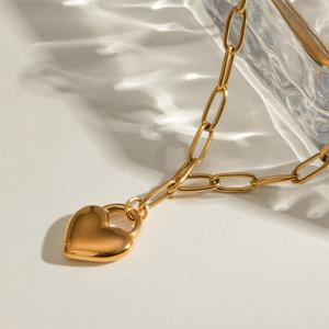 Collar con Colgante de Corazón Romántico, Inodoro, Resistente a Roturas, Fabricantes de Joyería Personalizada, Cadena de Oro Sólido de 18k para Mujer - Product Image 2