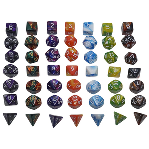 Tùy chỉnh màu sắc DND xúc xắc Set-7-mảnh đa diện RPG xúc xắc cho bàn trò chơi, hồng & trắng long lanh Acrylic xúc xắc - Product Image 1