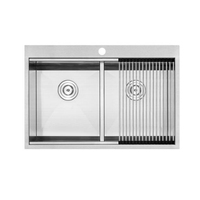 Évier de cuisine en acier inoxydable 304 à double bol personnalisé en usine avec divers accessoires