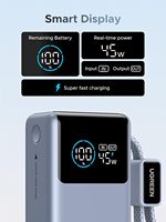 UGREEN Nexode Pro Power Bank 10000mAh 45W Chargeur portable compact avec câble USB-C intégré, charge rapide avec affichage numérique