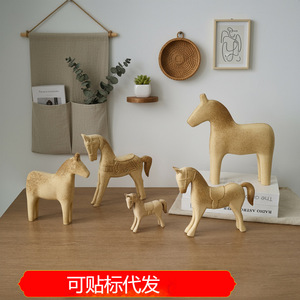 Figurine d'animal en bois brut Hailan, matériau de peinture DIY, corps brut, décoration de bureau à domicile - Product Image 2