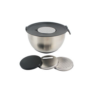 Avec base en silicone antidérapante, poignée en silicone, couvercles hermétiques et râpe, ensemble de bols mélangeurs en acier inoxydable de qualité supérieure - Product Image 1