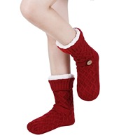 Chaussons d'hiver pour femmes, chauds et moelleux, doublés en polaire, doux et douillets, épais, Sherpa, avec pinces antidérapantes.