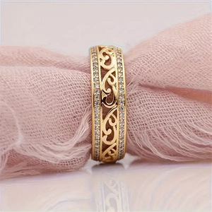 Anello Traforato a Doppia Fila con Motivo a Nuvole per Donne, Elegante Gioiello da Dito alla Moda - Product Image 3