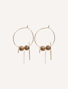 Pendientes de Moda YXQ E283 de Diseño Minimalista en Madera Dorada Cepillada y Acero Inoxidable - Product Image 2