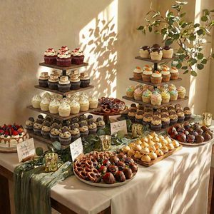 Four Tier Square <b>Cake</b> <b>Stand</b> Black Acrylic Dessert Display Rack Multi Layer <b>Cake</b> Base For Wedding Parties Storage Rack - Product Image 2