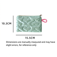 Pochette cosmétique matelassée en forme de cœur, petite bourse portable pour femmes, pochette de rangement pour écouteurs et câbles de données, fermeture à glissière